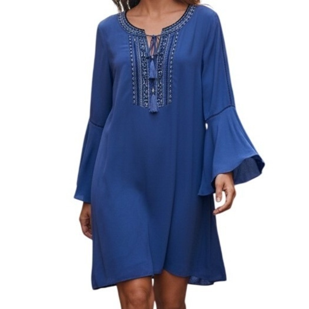 WHITE HOUSE BLACK MARKET Cobalt Cornflower Blue Embroidered Shell and Dress 12